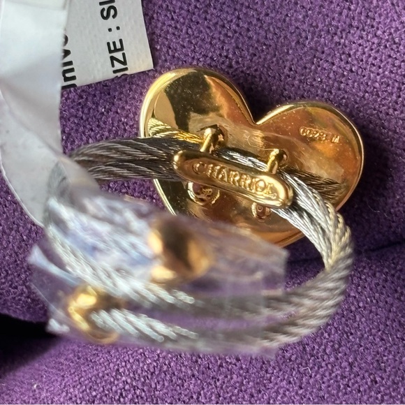 NWT Charriol Universal Love Silver Heart Mother of Pearl Cable Ring - Picture 6 of 8